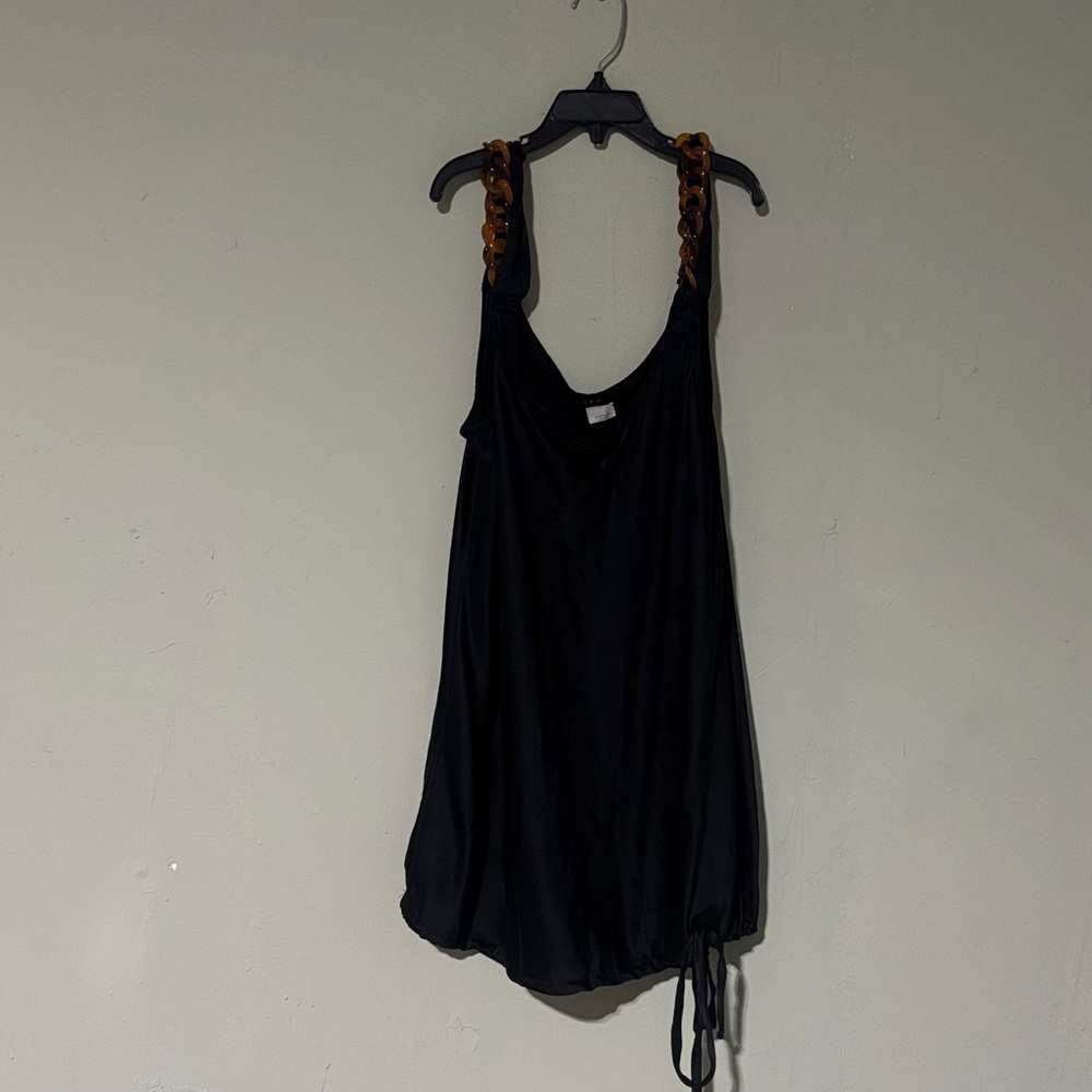 Area Womens 100% silk top XLarge with faux tortoise shell straps gently used